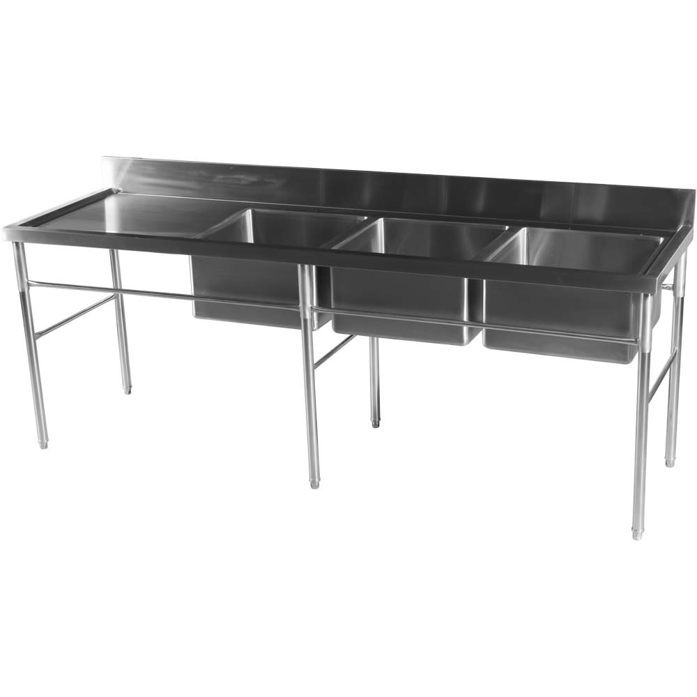 Mesa Inox 3 Cubas de 240x70cm invertido