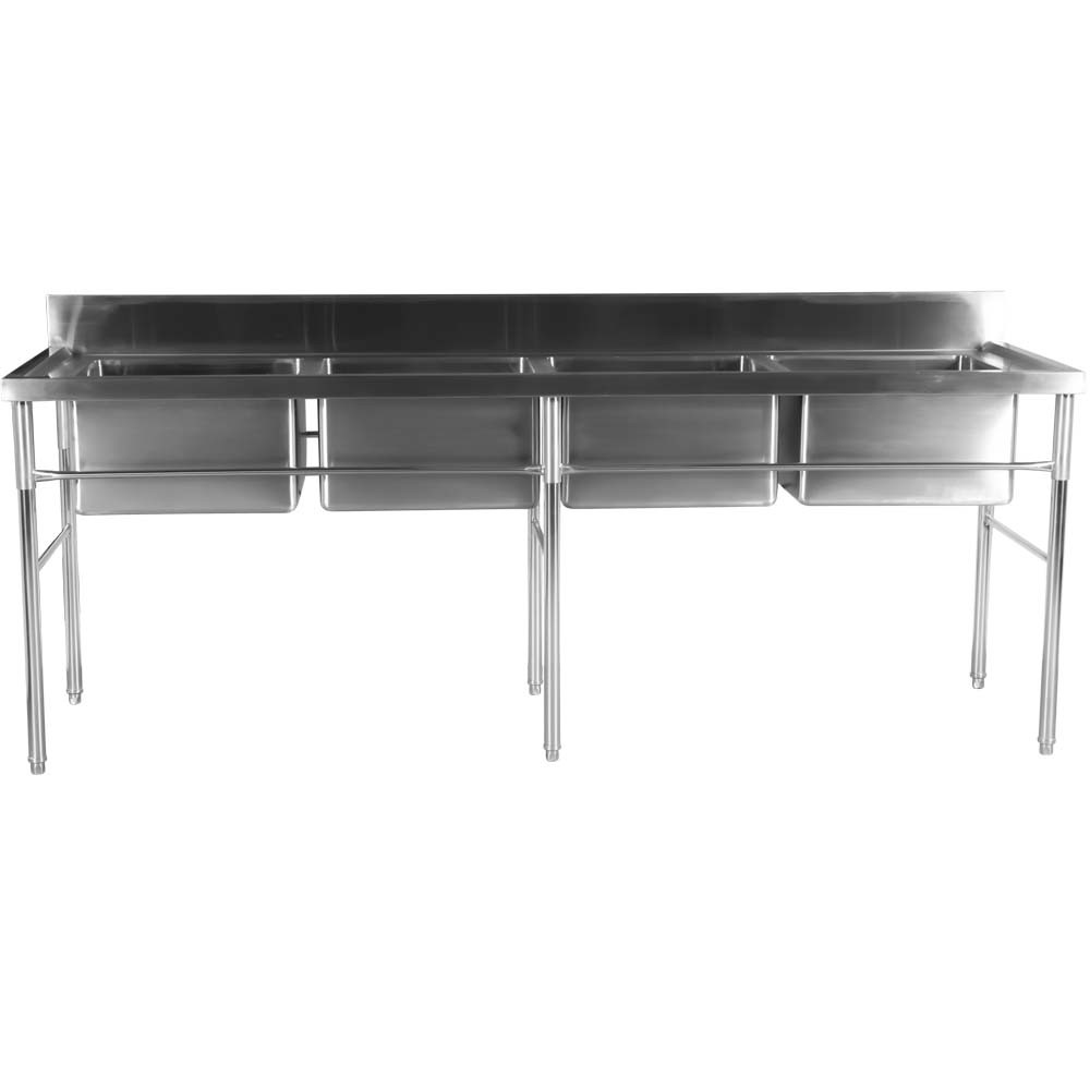 Mesa Inox 4 Cubas de 240x70cm frente
