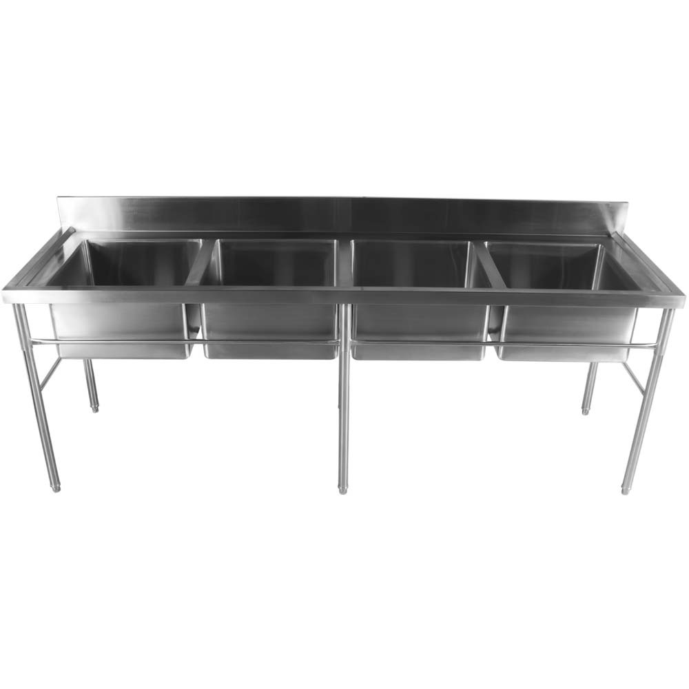 Mesa Inox 4 Cubas de 240x70cm superior