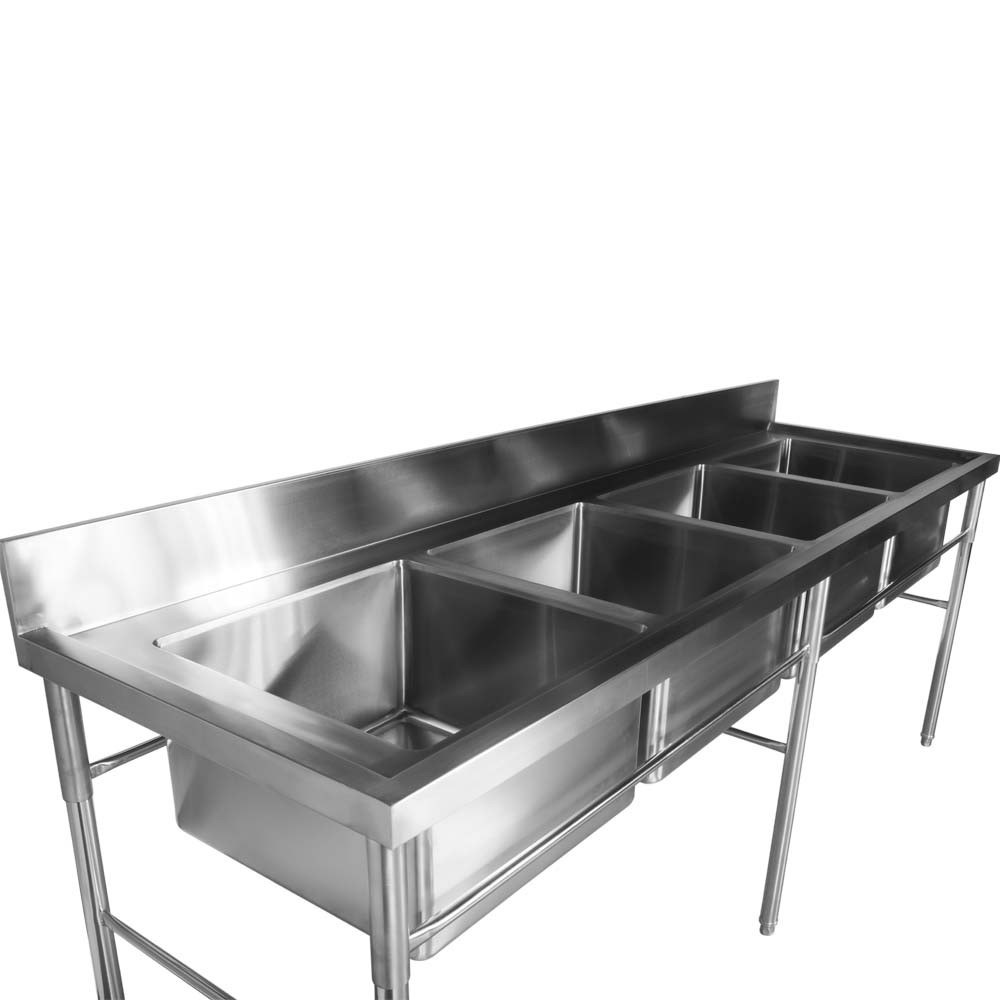 Mesa Inox 4 Cubas de 240x70cm perfil