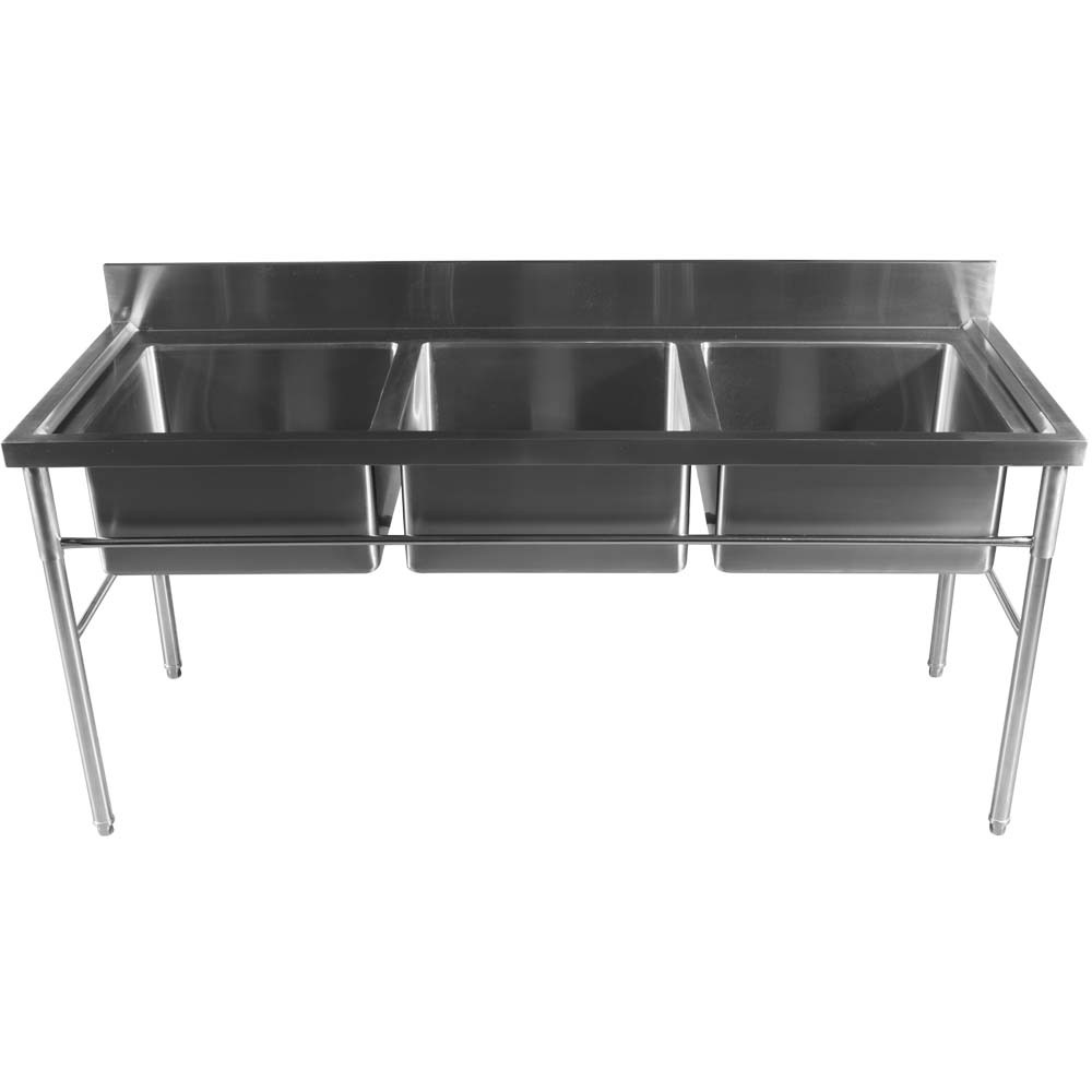 Mesa Inox 3 Cubas de 180x70cm superior