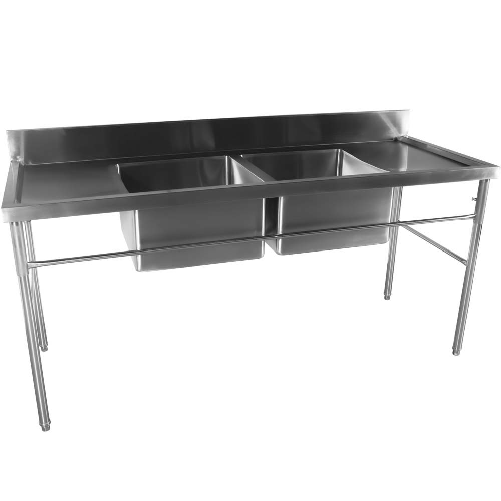 Mesa Inox 2 Cubas (Esquerdo) de 190x50cm lateral