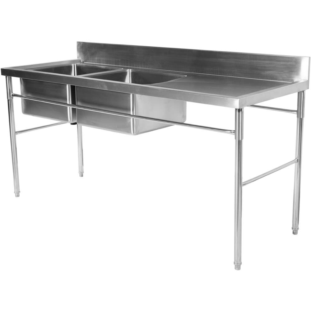Mesa Inox 2 Cubas (Esquerdo) de 190x50cm diagonal