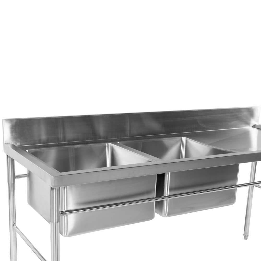 Mesa Inox 2 Cubas (Esquerdo) de 190x50cm diagonal superior