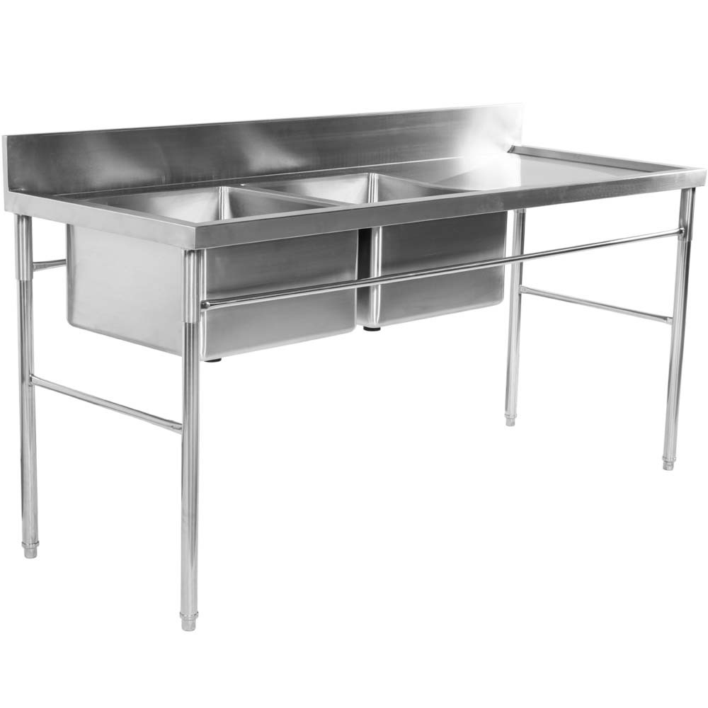 Mesa Inox 2 Cubas (Esquerdo) de 190x50cm diagonal proximo