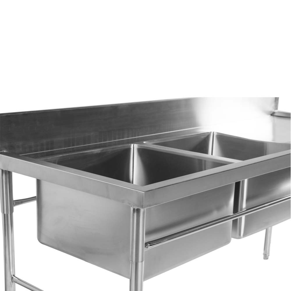 Mesa Inox 2 Cubas (Esquerdo) de 190x50cm diagonal zoom