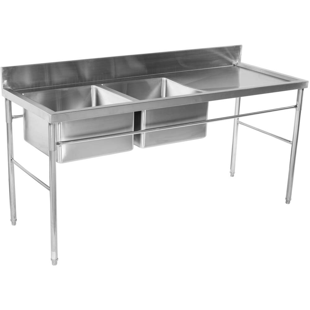 Mesa Inox 2 Cubas (Esquerdo) de 190x50cm frente