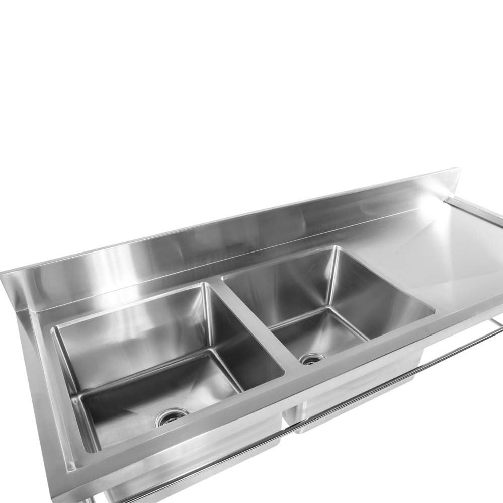 Mesa Inox 2 Cubas (Esquerdo) de 190x50cm superior