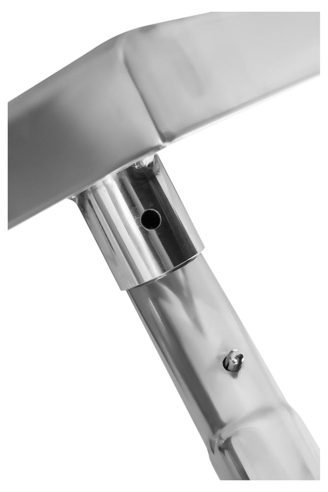 Detalhe: pés parafusáveis - Mesa / Bancada de Apoio 100% em Aço Inoxidável com Rodas / Rodizios - 2,2m (220x70x90cm) - BR-220