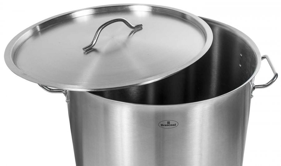 Detalhe da tampa - Panela / Caldeirão Aço Inox para Cerveja Artesanal c/ Torneira - 24 Litros (36x24cm) 