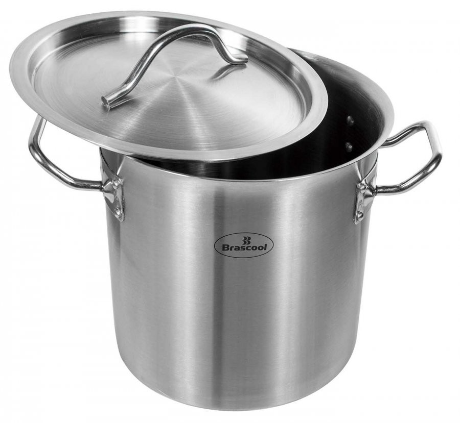 Tampa entreaberta - Panela / Caldeirão de Aço Inoxidável com Tampa - 7,5 Litros (20x20cm) - GDC-2020