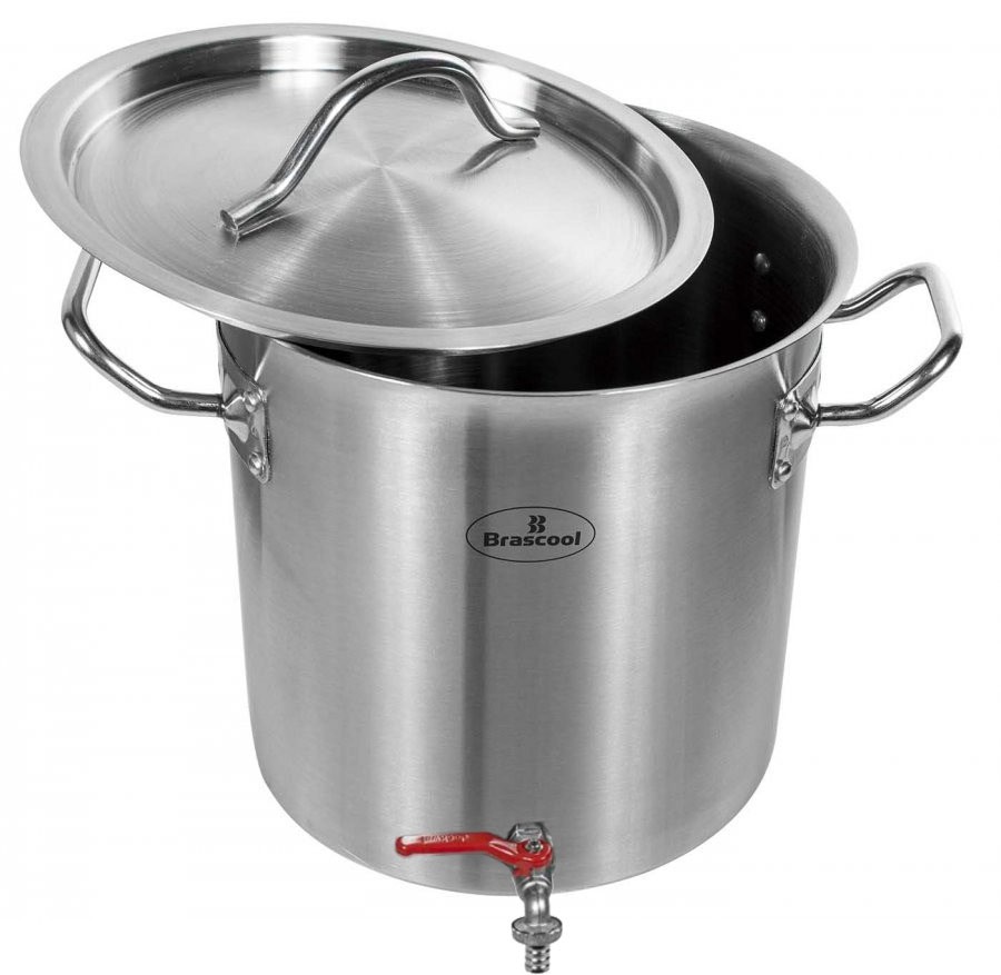 Tampa aberta - Panela / Caldeirão Aço Inox para Cerveja Artesanal c/ Torneira - 6,5 Litros (20x20cm) - GDC-2020T 