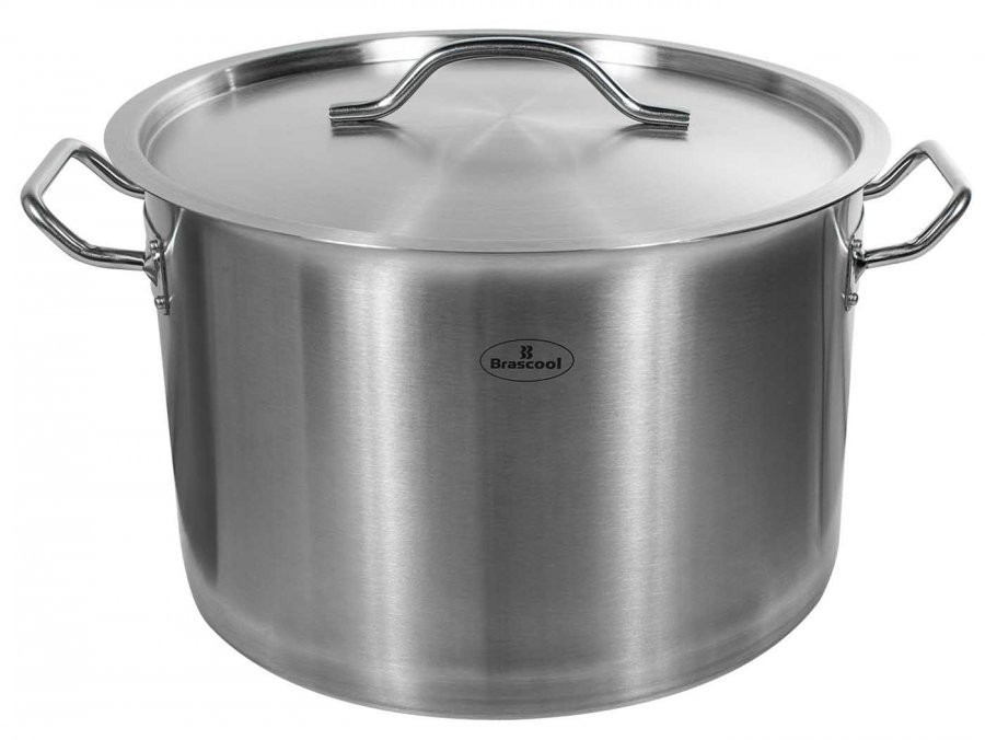 Panela / Caldeirão de Aço Inoxidável com Tampa - 24 Litros (36x24cm) - GDC-3624