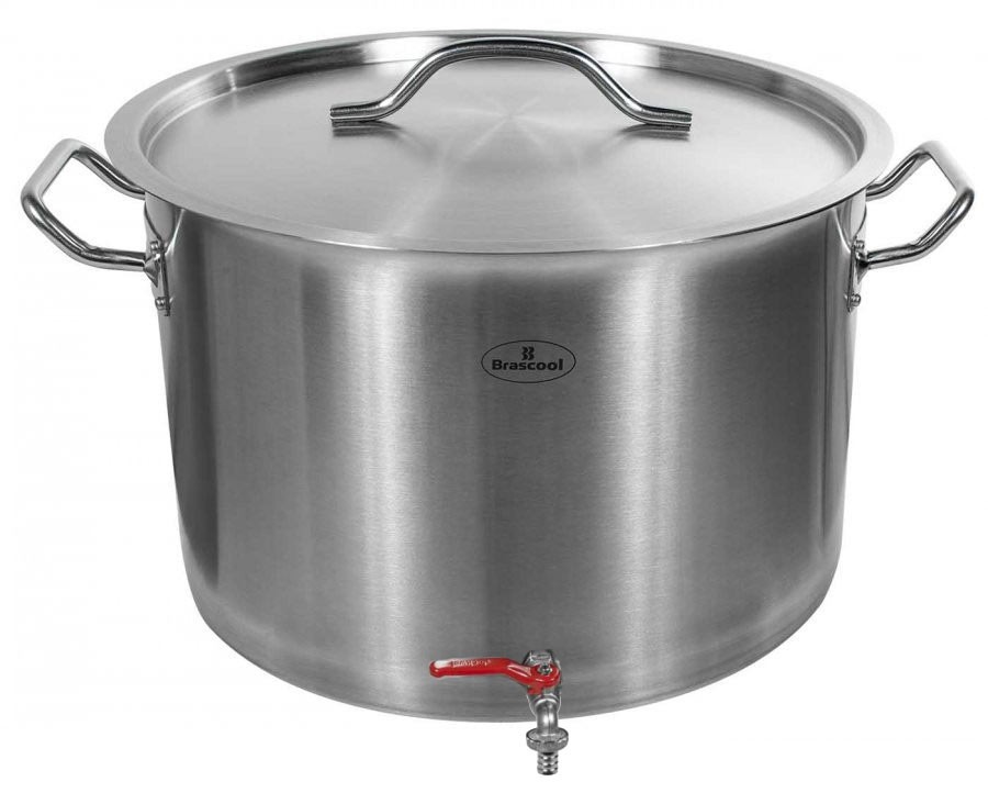Panela / Caldeirão Aço Inox para Cerveja Artesanal c/ Torneira - 24 Litros (36x24cm) - GDC-3624T