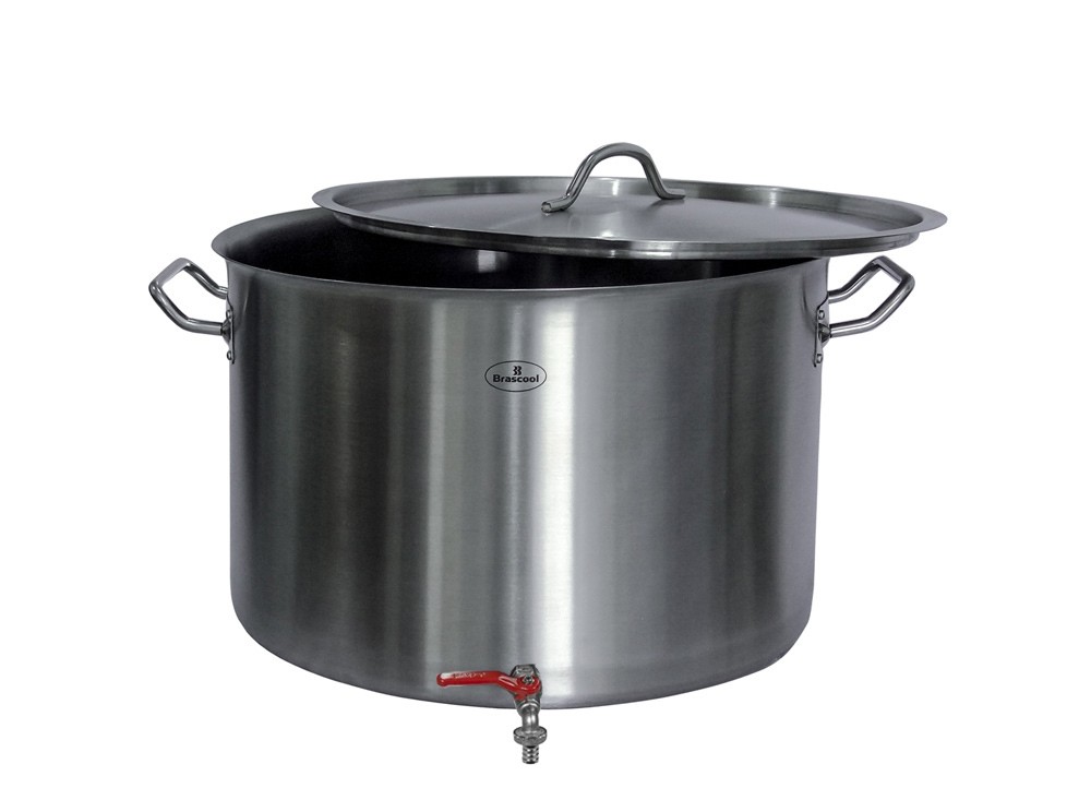 Panela / Caldeirão Aço Inox para Cerveja Artesanal c/ Torneira - 44 Litros (45x28cm) - GDC-4528T