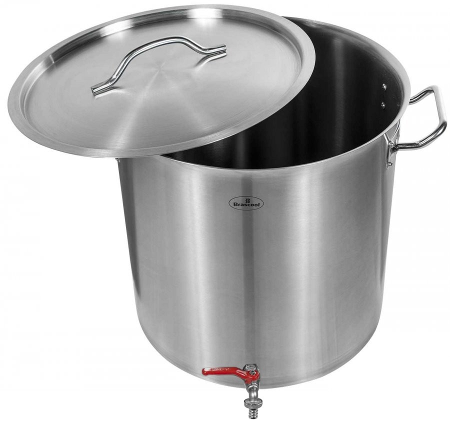 Detalhe tampa - Panela / Caldeirão Aço Inox para Cerveja Artesanal c/ Torneira - 36 Litros (36x36cm) - GDC-3636T