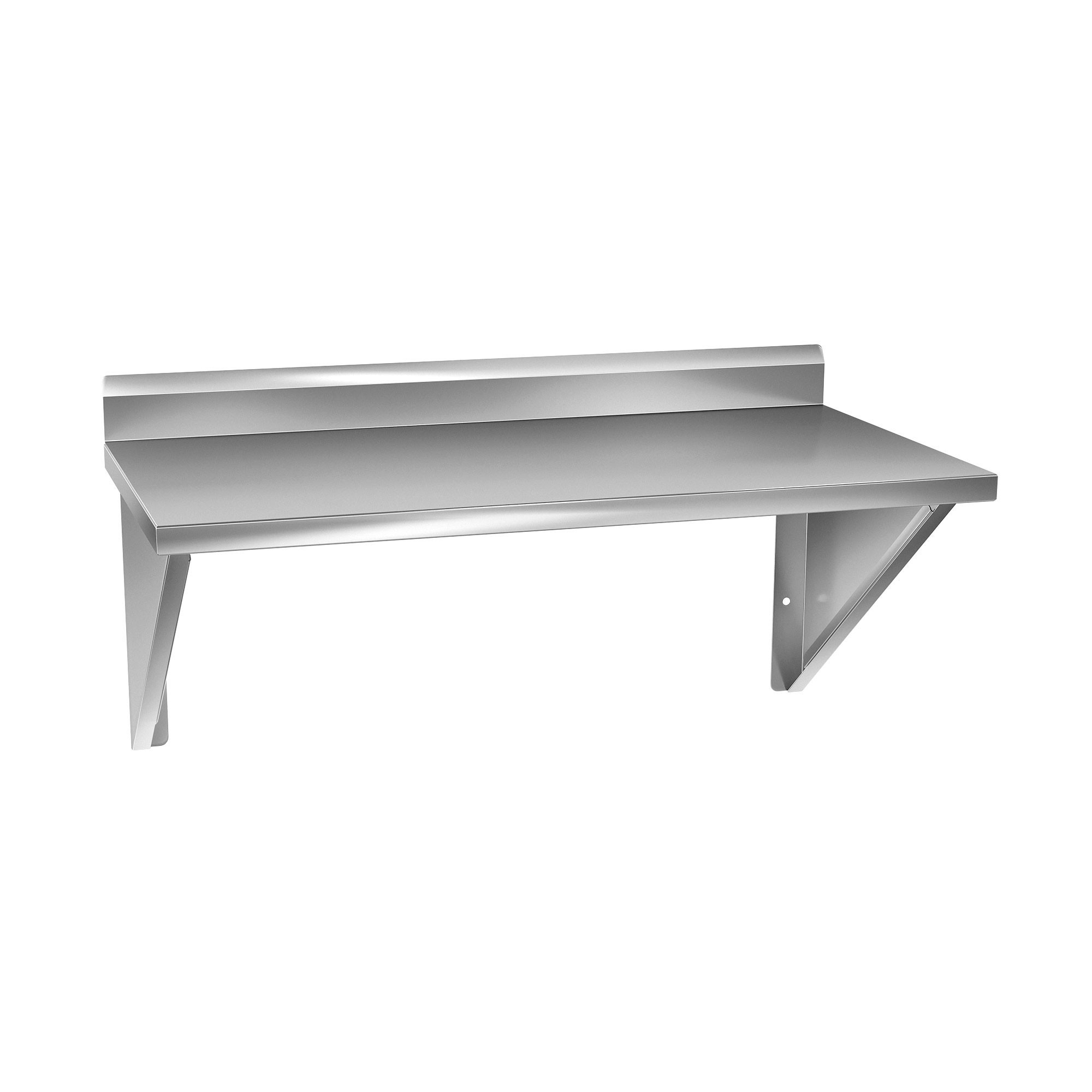 Prateleira Aço Inox Lisa com 2 Suportes Mãos Francesas - 60x30cm - Brascool