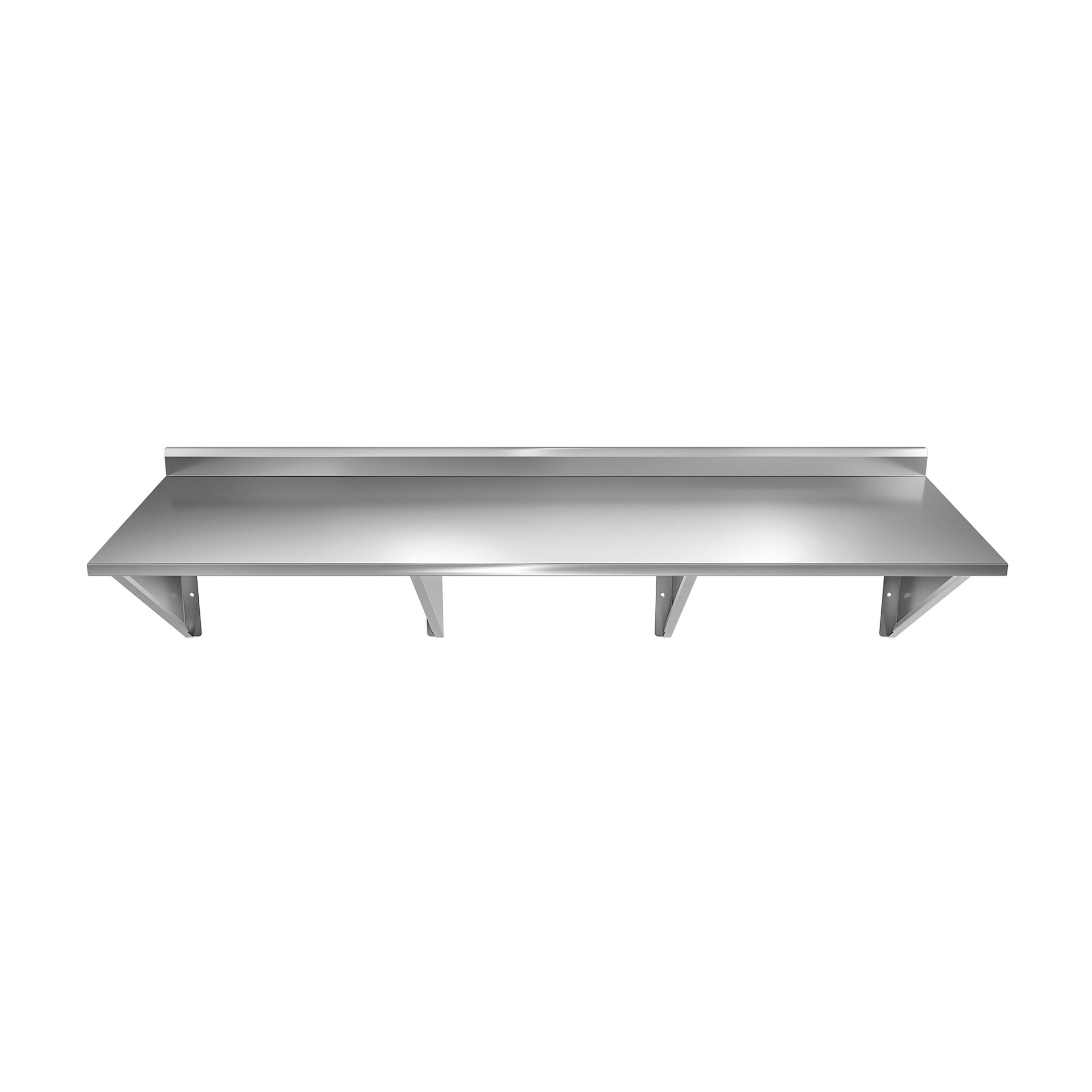 Prateleira Aço Inox Lisa com 4 Suportes Mãos Francesas - 140x50cm - Brascool