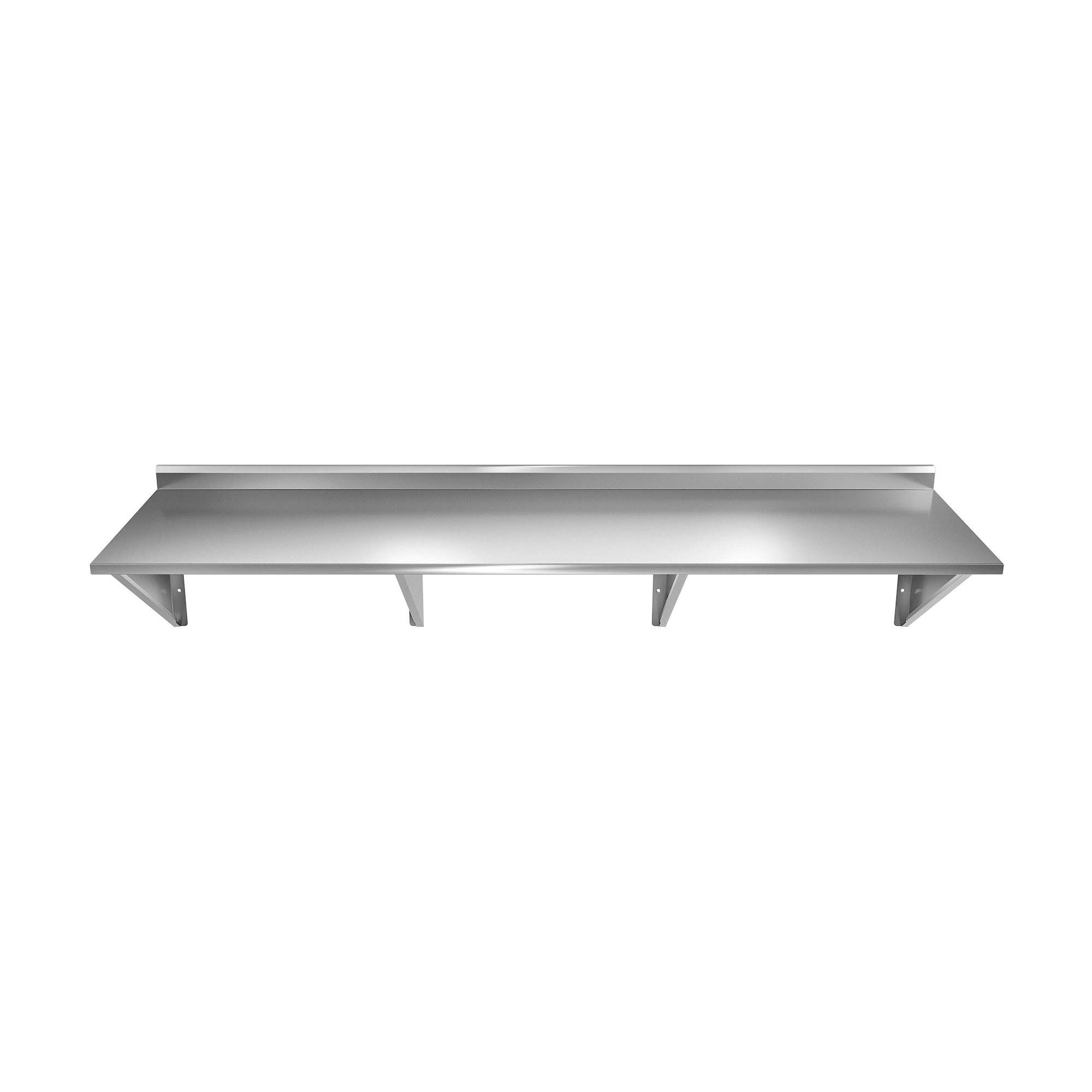 Prateleira Aço Inox Lisa com 4 Suportes Mãos Francesas - 160x50cm - Brascool