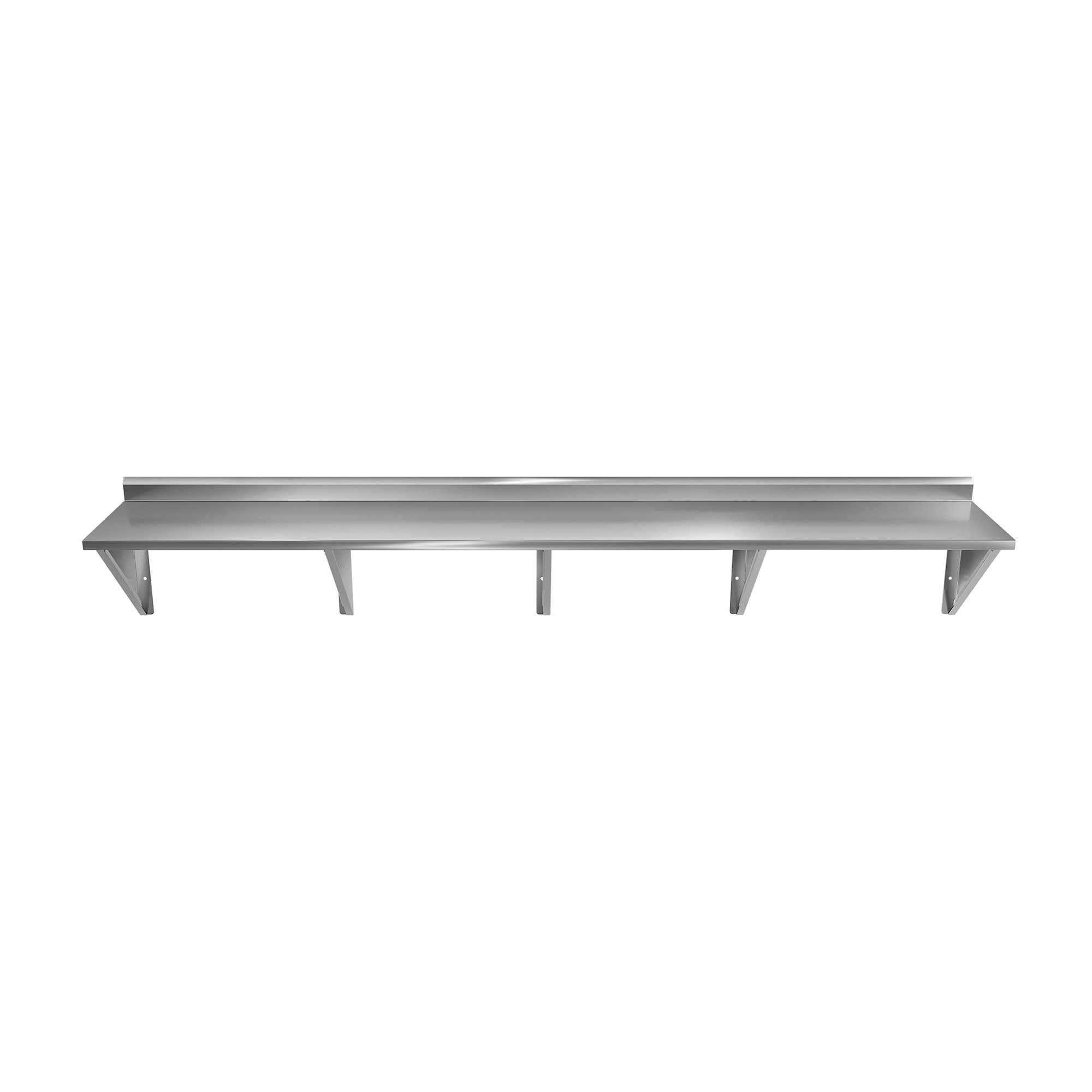 Prateleira Aço Inox Lisa com 5 Suportes Mãos Francesas - 180x30cm - Brascool