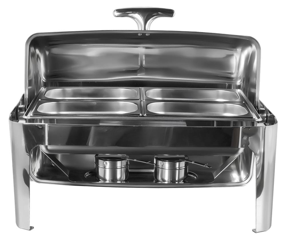 Rechaud Aço Inox com Tampa Giratória com 4 Cubas (GN 1/4×100mm) - 13 Lts (Versão Luxo) - 723-4B