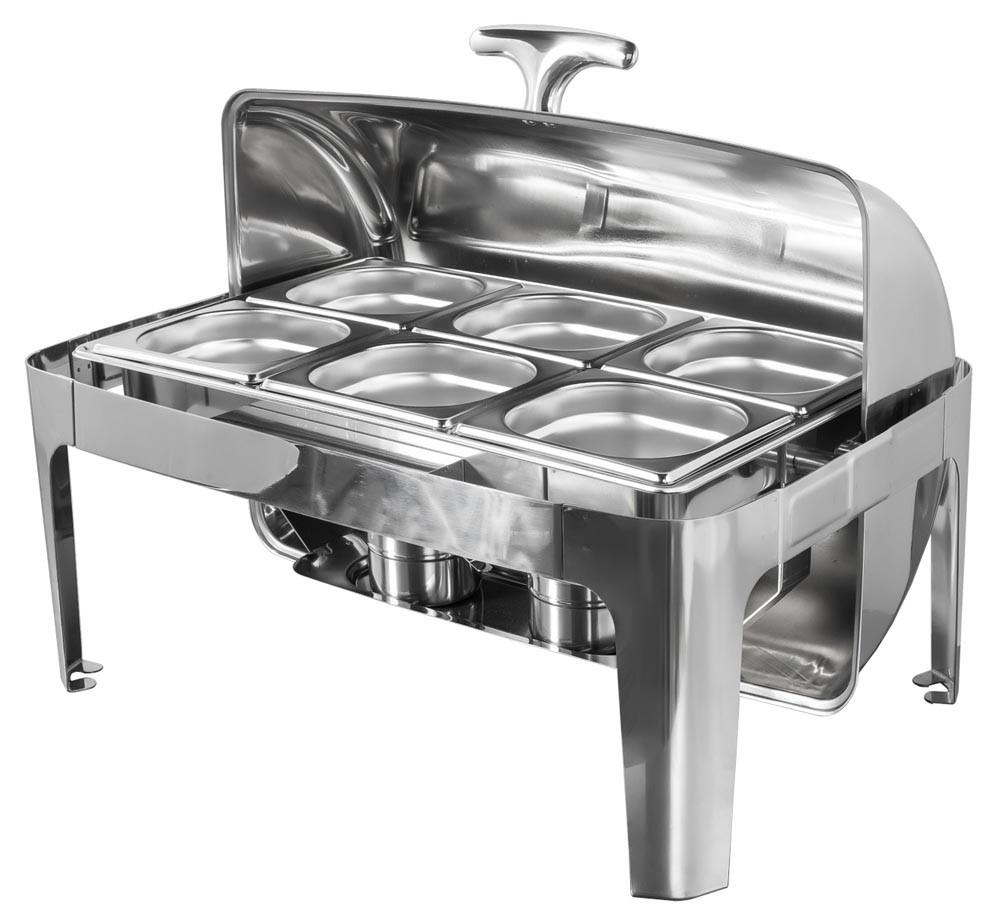 Rechaud Aço Inox com Tampa Giratória com 6 Cubas (GN 1/6×100mm) - 13 Lts (Versão Luxo) - 723-6B