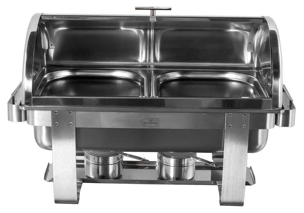 Rechaud Aço Inox com Tampa Giratória e 2 Cubas (GN 1/2×20mm) - 3 Lts (Versão TOP) - 933-W900-2P