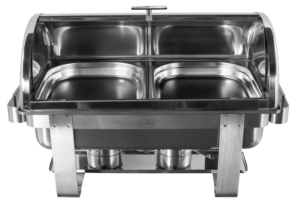 Rechaud Aço Inox com Tampa Giratória e 2 Cubas (GN 1/2×40mm) - 5 Lts (Versão TOP) - 933-W900-2M