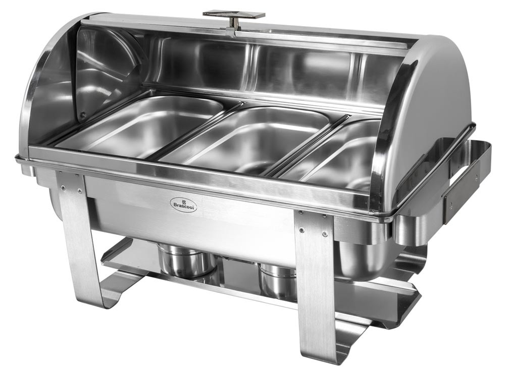 Rechaud Aço Inox com Tampa Giratória e 3 Cubas (GN 1/3×100mm) - 13 Lts (Versão TOP) - 933-W900-3B