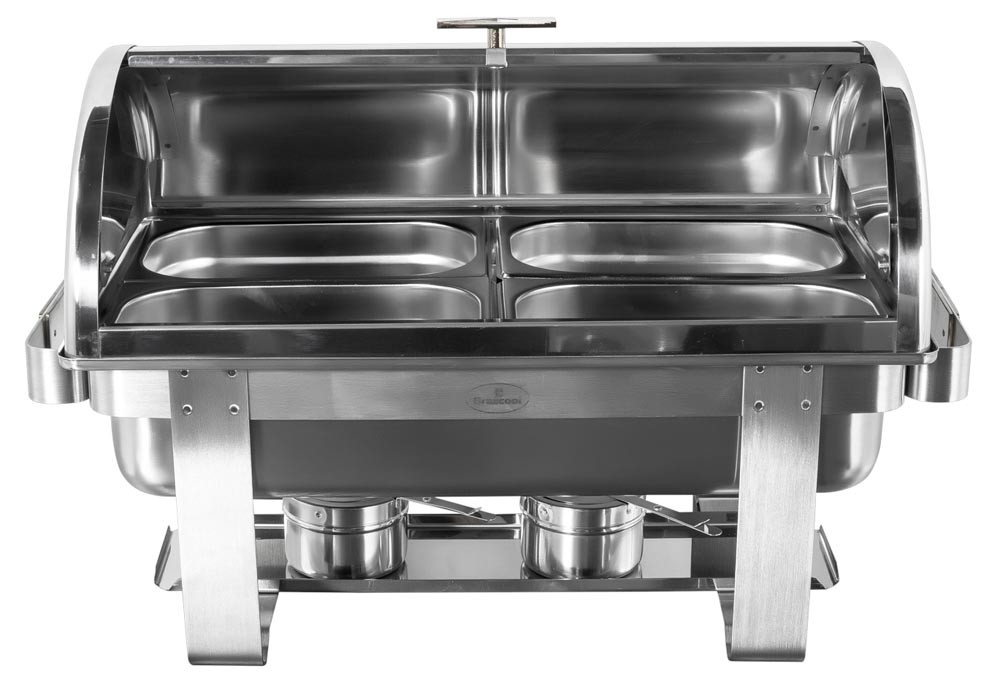 Produto Montado - Rechaud Aço Inox com Tampa Giratória e 4 Cubas (GN 1/4×65mm) - 9 Lts (Versão TOP) - 933-W900-04