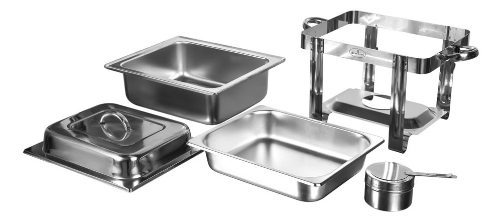 Rechaud Banho Maria Aço Inox Quadrado com 1 Cuba (GN 1/2 100mm) - 6,5 Lts - Desmontado