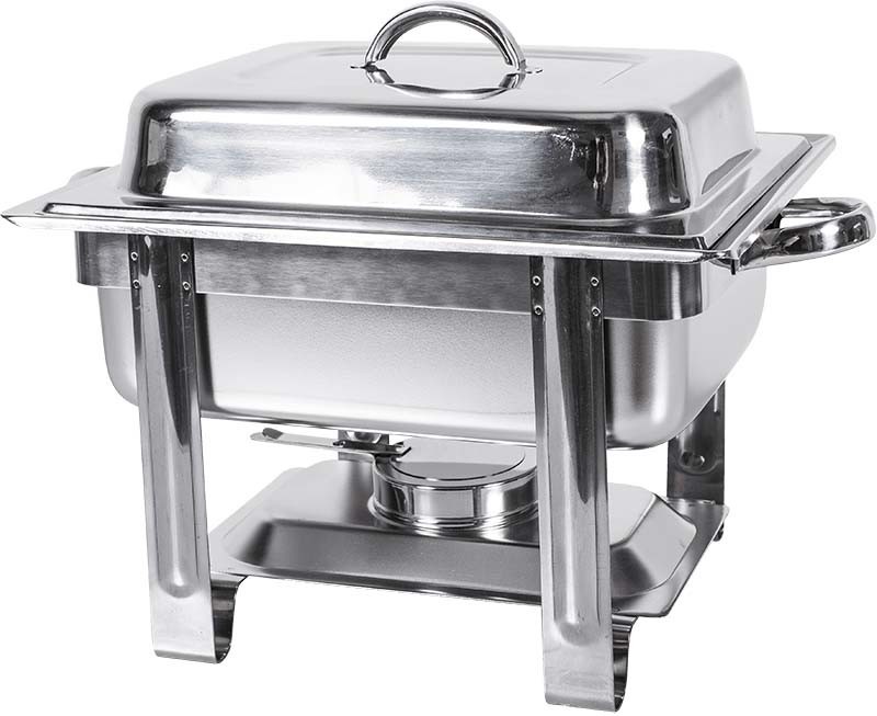 Rechaud Banho Maria Aço Inox Quadrado com 2 Cubas (GN 1/4 100mm) - 5,6 Lts - 834 - Fechado