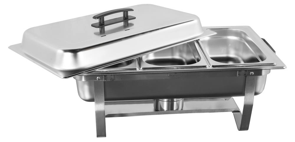 Tampa Removível - Rechaud Banho Maria Aço Inox com 3 Cubas (GN 1/3×100mm) - 13 Lts - F433-3B