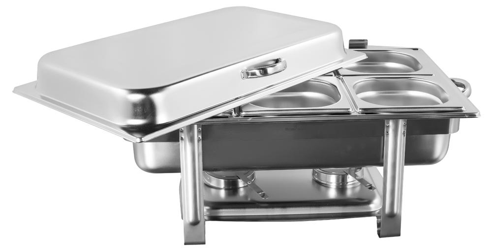 Meio Aberta - Rechaud Banho Maria Aço Inox com Dobradiças e 6 Cubas (GN 1/6×65mm) - 9 Lts - JQ833-06