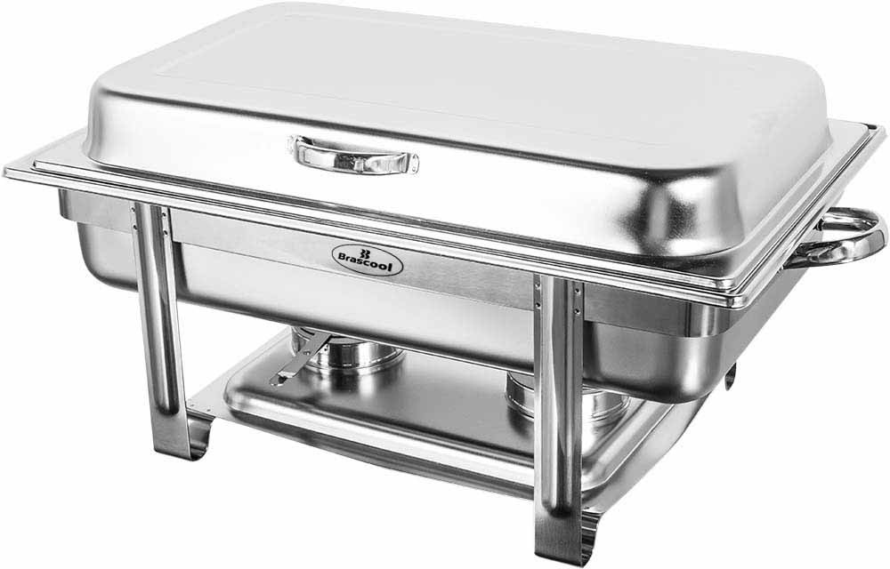 Tampa fechada - Rechaud Banho Maria Aço Inox com Dobradiça e 2 Cubas (GN 1/2×100mm) - 13 Lts - JQ833-2B 