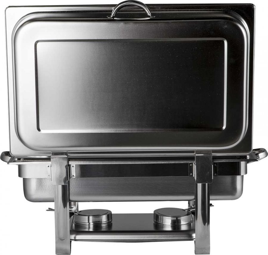 Visão traseira - Rechaud Banho Maria Aço Inox com Dobradiças e 3 Cubas (GN 1/3x65mm) - 9 Lts - JQ833-3