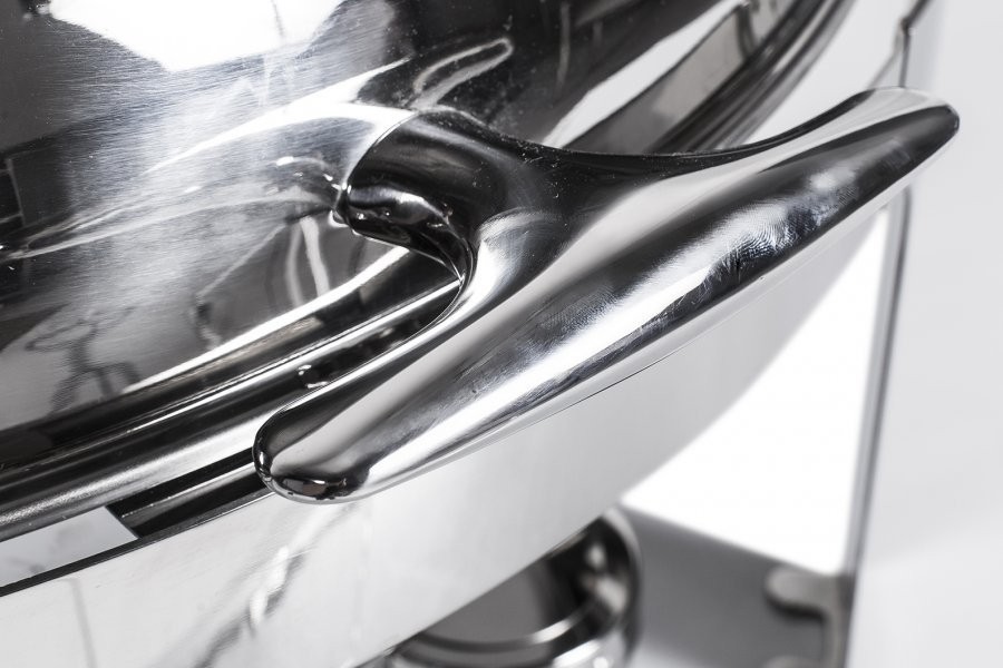 Detalhe puxador - Rechaud Banho Maria Aço Inox Oval com Tampa Giratória - 6,8 Lts (Versão Luxo) - 736