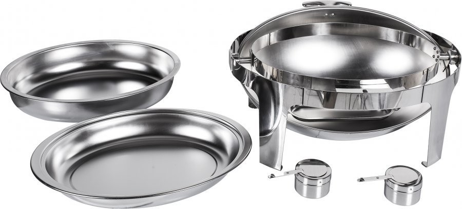 Produto desmontado - Rechaud Banho Maria Aço Inox Oval com Tampa Giratória - 6,8 Lts (Versão Luxo) - 736