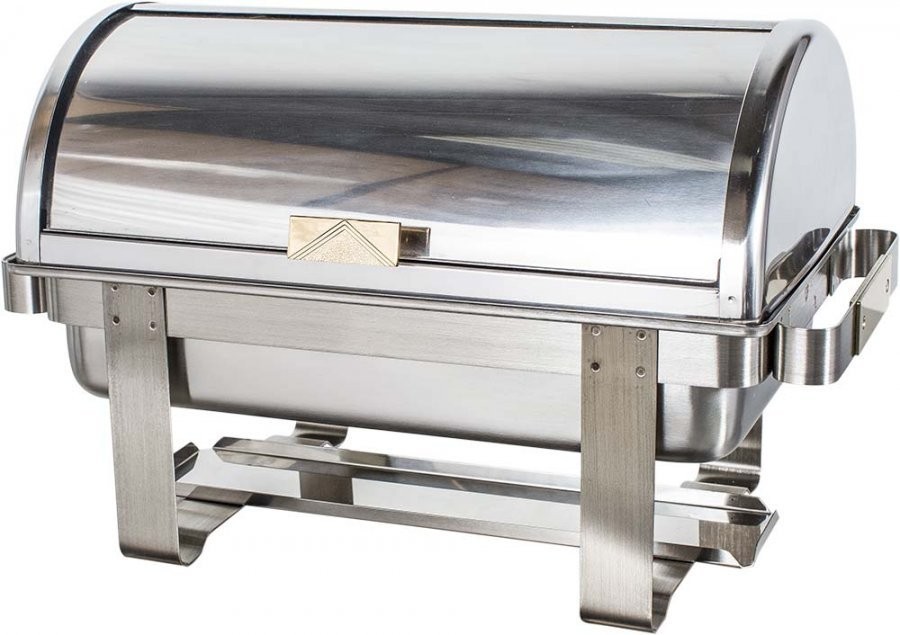 Tampa fechada - Rechaud Aço Inox com Tampa Giratória e 2 Cubas (GN 1/2×100mm) - 13 Lts (Versão TOP) - 933-W900-2B