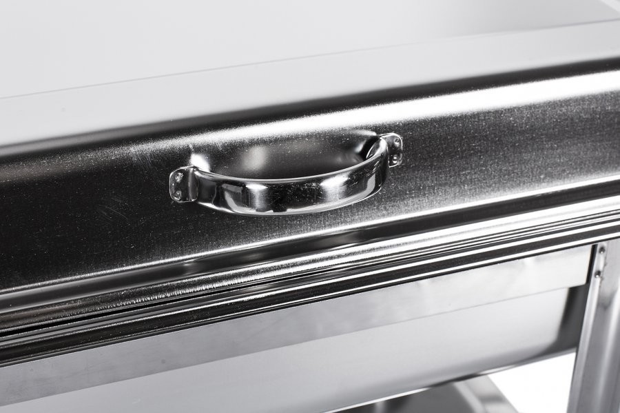 Puxador da tampa - Rechaud Banho Maria Aço Inox com Dobradiças e 3 Cubas (GN 1/3x65mm) - 9 Lts - JQ833-3