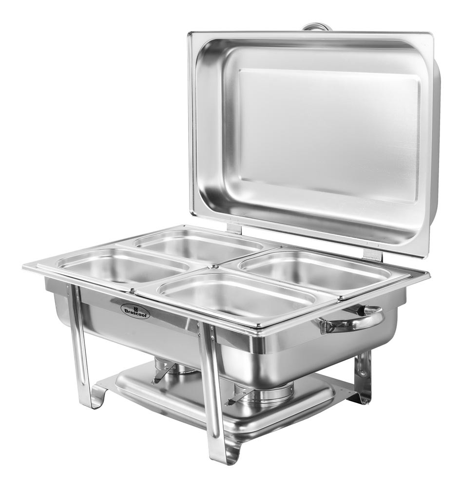 Rechaud Banho Maria Aço Inox com Dobradiças e 4 Cubas (GN 1/4×100mm) - 13 Lts - JQ833-4B