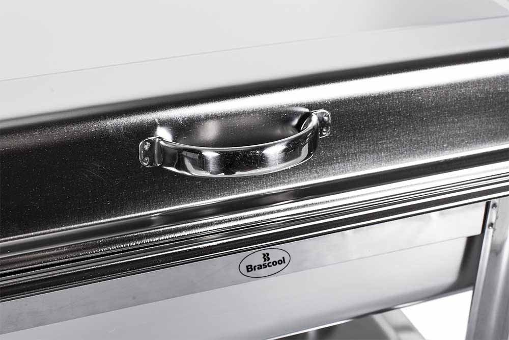 Detalhe puxador - Rechaud Banho Maria Aço Inox com Dobradiça e 2 Cubas (GN 1/2×100mm) - 13 Lts - JQ833-2B 
