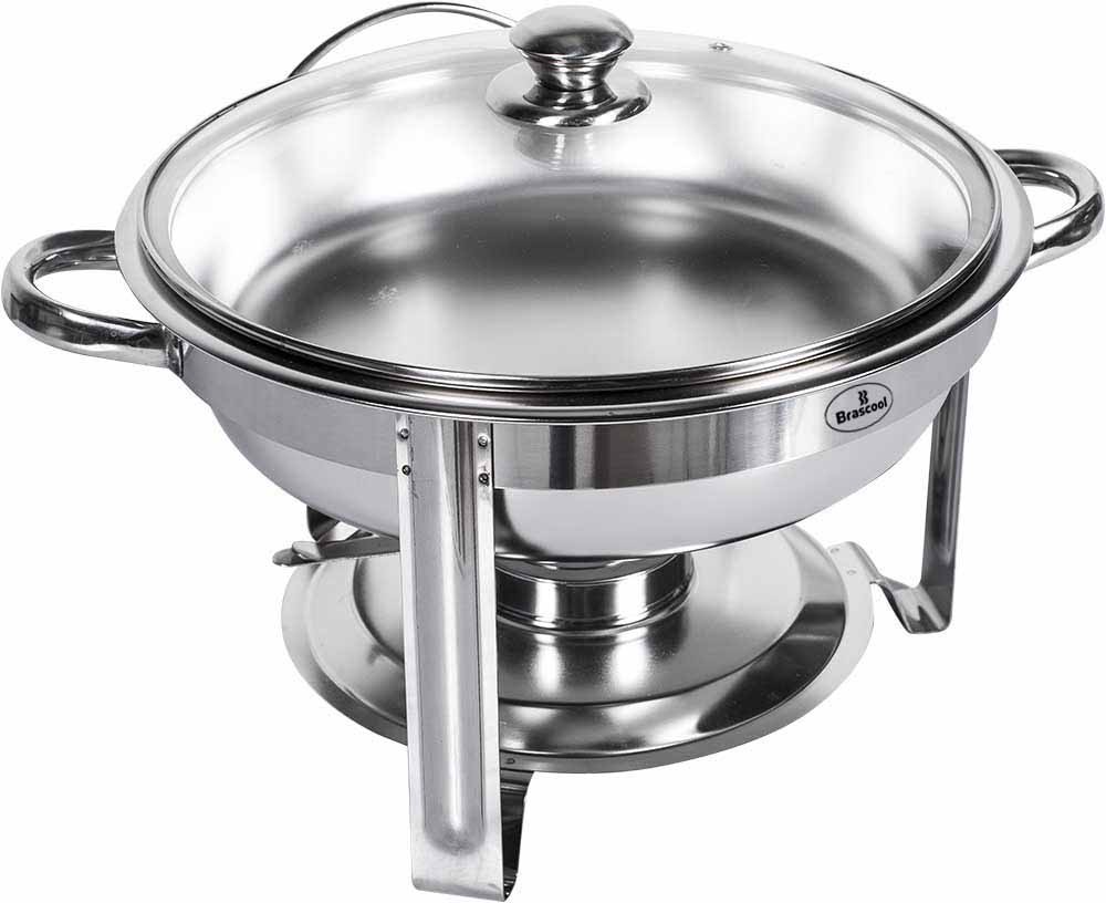 Rechaud Banho Maria Aço Inox com Tampa de Vidro - 3,5 Lts - 831GL