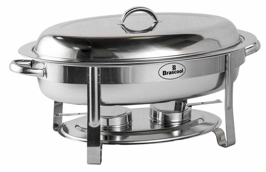 Tampa fechada - Rechaud Banho Maria Aço Inox Oval - 5,5 Lts - 836