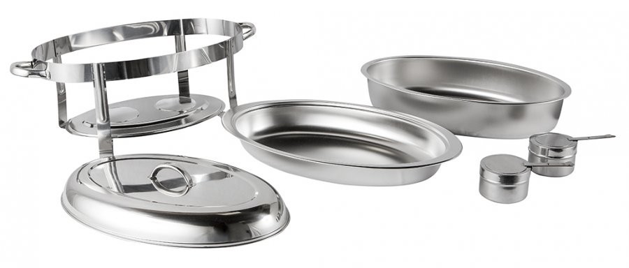 Desmontado - Rechaud Banho Maria Aço Inox Oval - 5,5 Lts - 836 