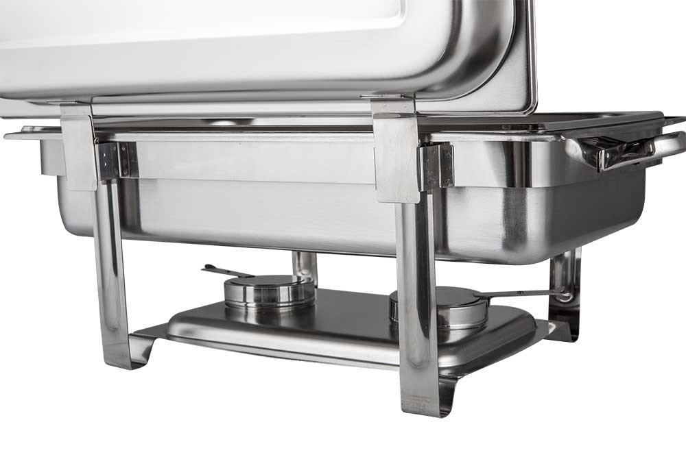 Parte Traseira - Rechaud Banho Maria Aço Inox com Dobradiças e 2 Cubas (GN 1/2x65mm) - 9 Lts - JQ833-2