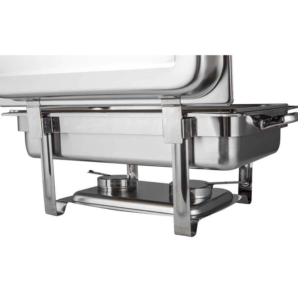 Rechaud Banho Maria Aço Inox com Dobradiças e 9 Cubas (GN 1/9 100mm) - 7,2 Lts diagonal