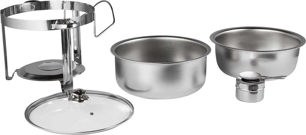 Desmontado - Rechaud Banho Maria Aço Inox Redondo com Tampa de Vidro - 7,5 Lts - 835GL