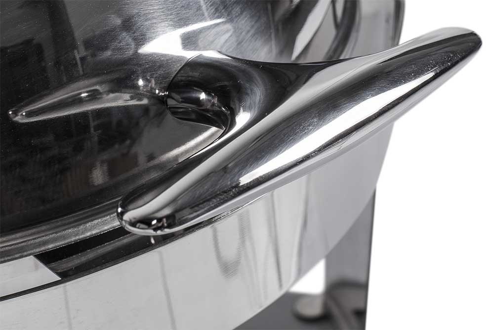 Detalhe Puxador - Rechaud Banho Maria Aço Inox Redondo com Tampa Giratória - 6 Lts (Versão Luxo) - 721