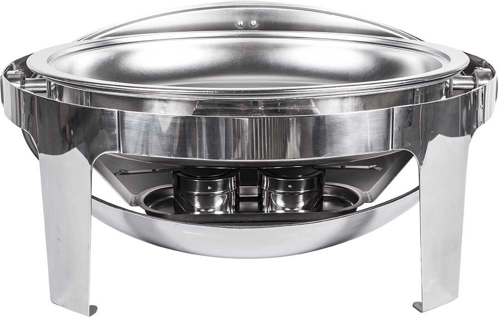 Detalhe - Rechaud Banho Maria Aço Inox Redondo com Tampa Giratória - 6 Lts (Versão Luxo) - 721